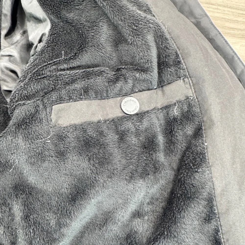 Calvin Klein Black Hooded Down Puffer‎ Jacket Full Zip Women's Size M